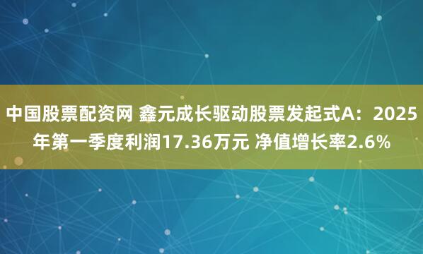 中国股票配资网 鑫元成长驱动股票发起式A：2025年第一季度利润17.36万元 净值增长率2.6%