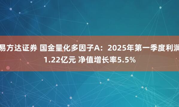 易方达证券 国金量化多因子A：2025年第一季度利润1.22亿元 净值增长率5.5%